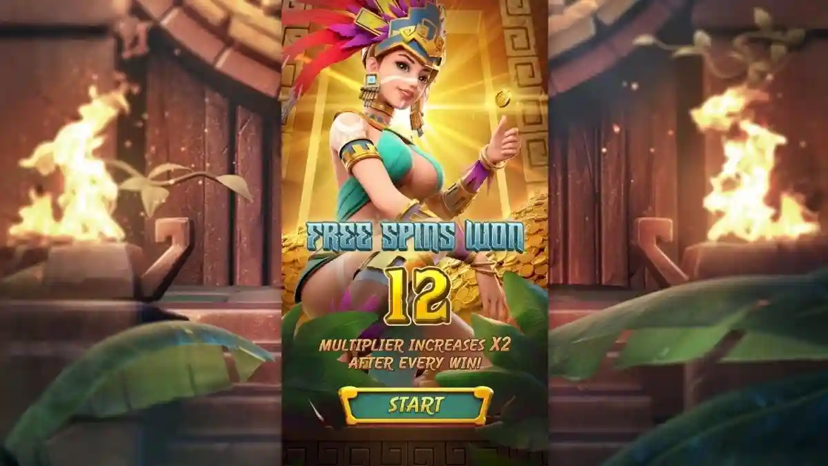 Free Spins бонусный раунд Treasures of Aztec — 12 бесплатных вращений